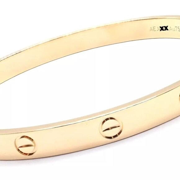 Authentic! Cartier 18k Yellow Gold Love Bangle Bracelet Size 19 Paper - Picture 3 of 10